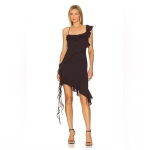 LPA Asymmetrical Black Ruffle Dress size XS